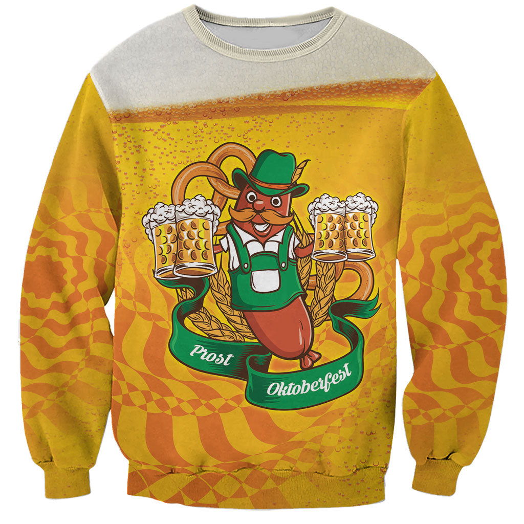 Oktoberfest Bratwurst Hotdog Personalized Sweatshirt Bavarian Pattern Foam Beer Style