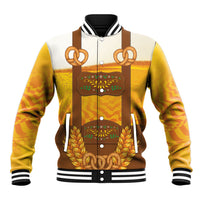 Oktoberfest Lederhosen Pretzel Baseball Jacket Bavarian Pattern Foam Beer Style