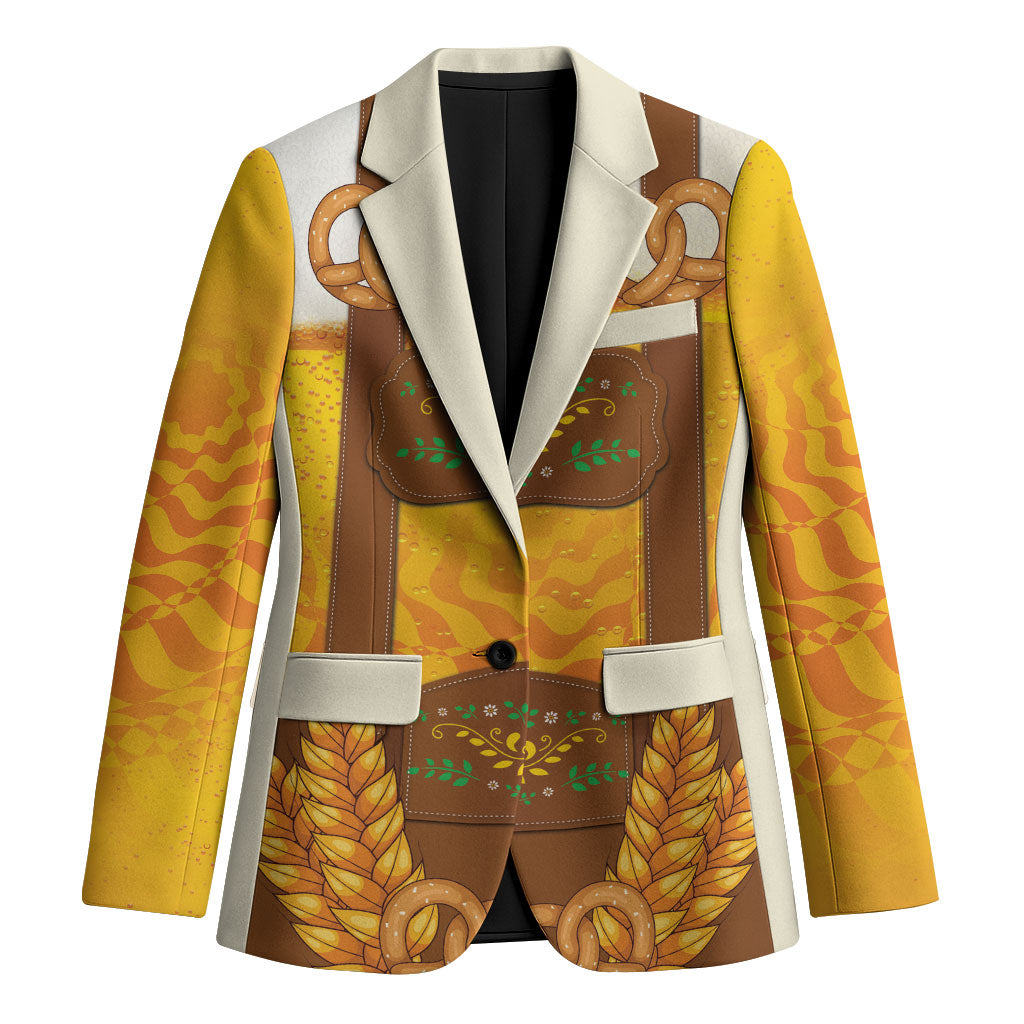 Oktoberfest Lederhosen Pretzel Blazer Bavarian Pattern Foam Beer Style