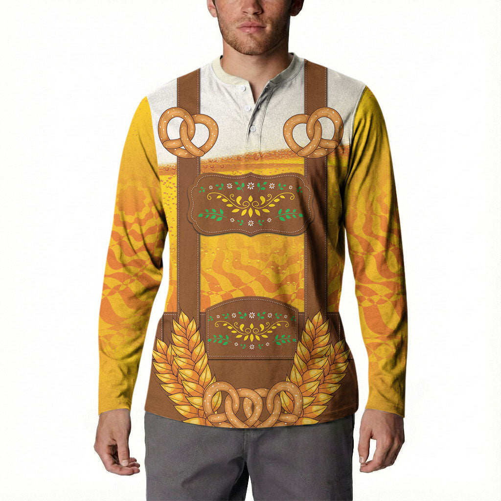 Oktoberfest Lederhosen Pretzel Button Sweatshirt Bavarian Pattern Foam Beer Style