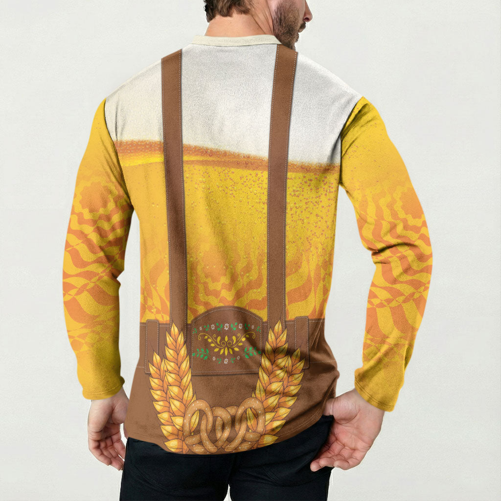Oktoberfest Lederhosen Pretzel Button Sweatshirt Bavarian Pattern Foam Beer Style