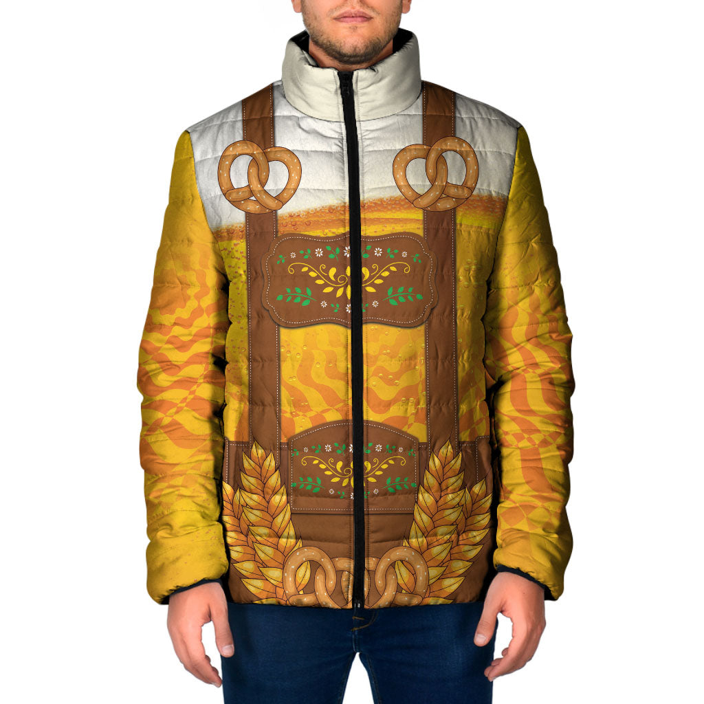 Oktoberfest Lederhosen Pretzel Padded Jacket Bavarian Pattern Foam Beer Style