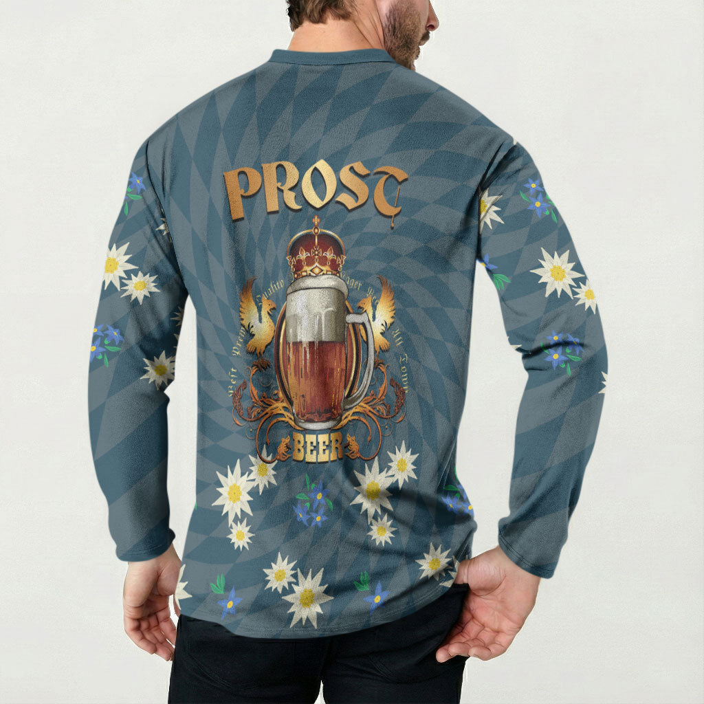 Oktoberfest Eagle Beer Prost Button Sweatshirt Bavarian Polygon Pattern