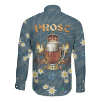Oktoberfest Eagle Beer Prost Long Sleeve Button Shirt Bavarian Polygon Pattern