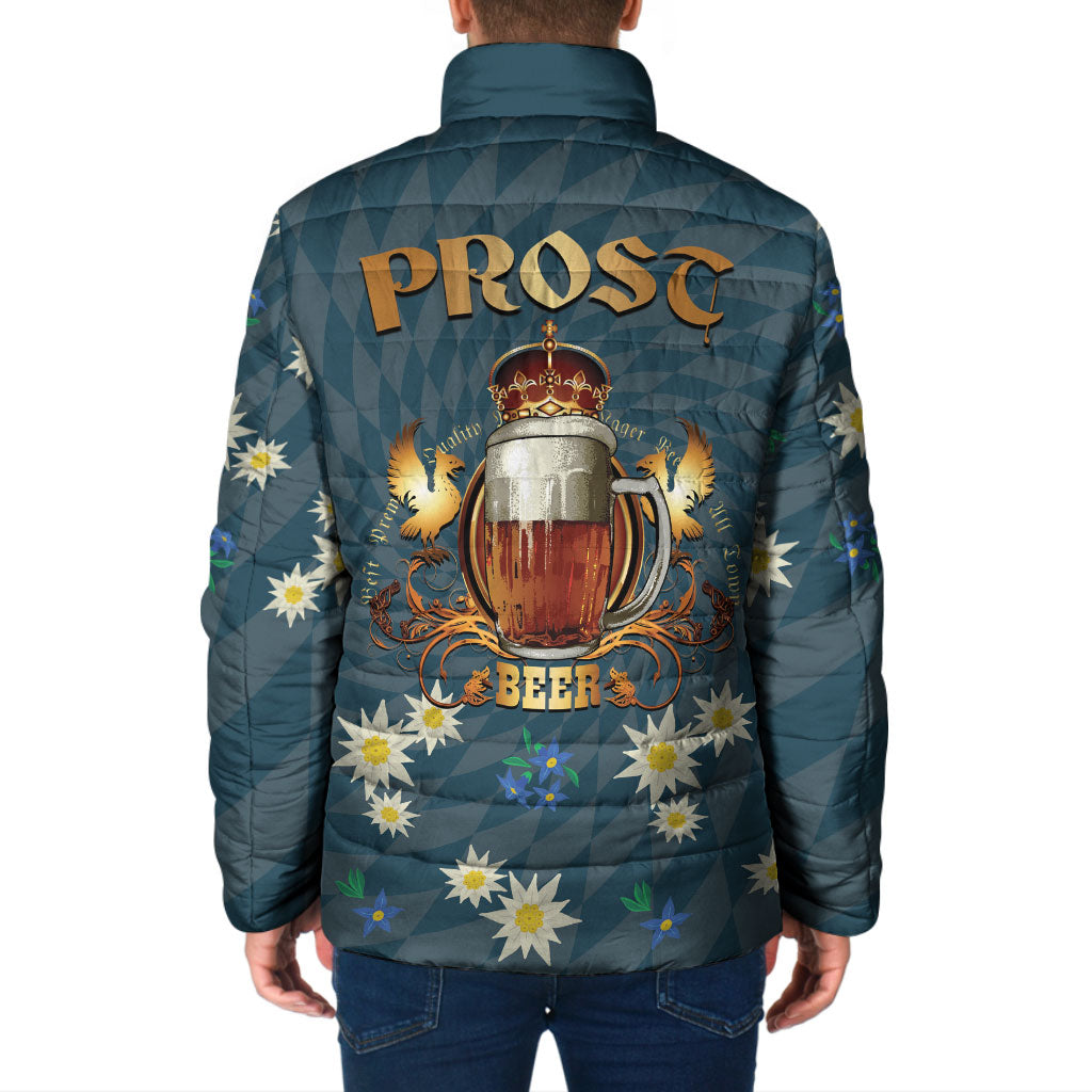Oktoberfest Eagle Beer Prost Padded Jacket Bavarian Polygon Pattern