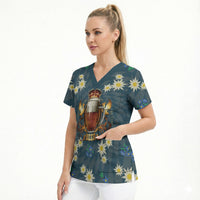 Oktoberfest Eagle Beer Prost Scrub Top Bavarian Polygon Pattern
