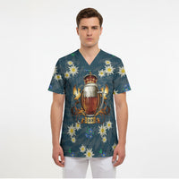 Oktoberfest Eagle Beer Prost Scrub Top Bavarian Polygon Pattern