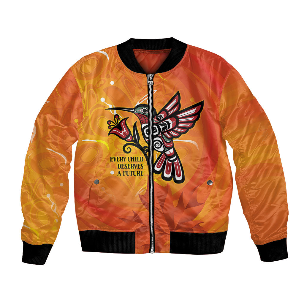 Canada Orange Shirt Day Haida Hummingbird Bomber Jacket September 30 Truth and Reconciliation