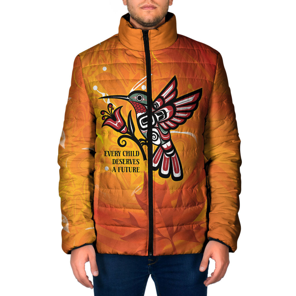 Canada Orange Shirt Day Haida Hummingbird Padded Jacket September 30 Truth and Reconciliation