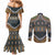 Africa Ethnic Native Pattern Couples Matching Mermaid Dress and Long Sleeve Button Shirt