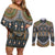 Africa Ethnic Native Pattern Couples Matching Off Shoulder Short Dress and Long Sleeve Button Shirt LT9 - Wonder Print Shop