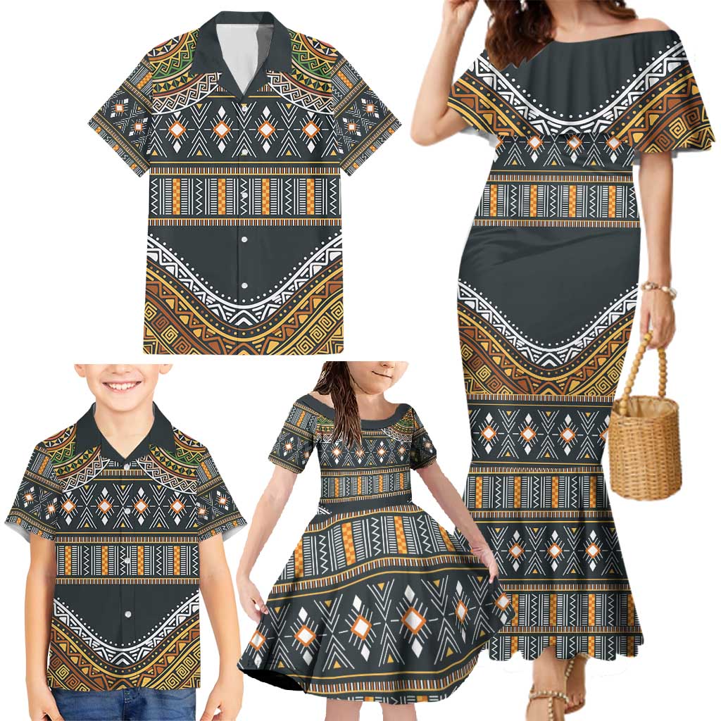 Africa Ethnic Native Pattern Family Matching Mermaid Dress and Hawaiian Shirt LT9 - Wonder Print Shop