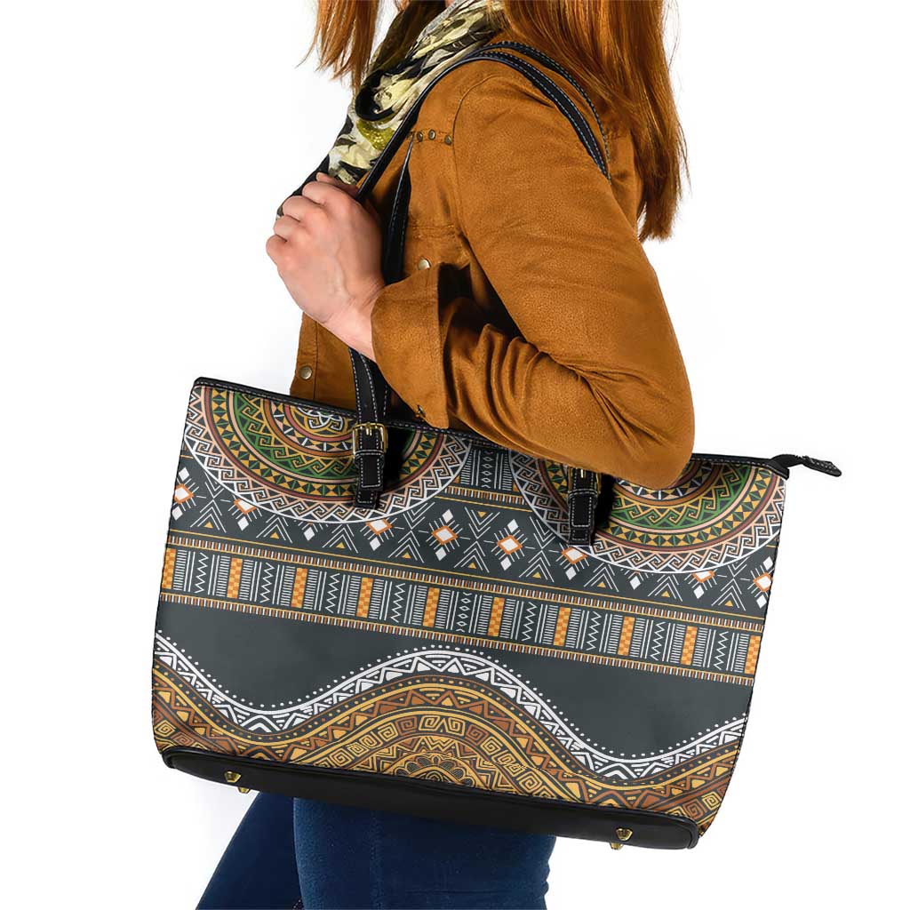 Africa Ethnic Native Pattern Leather Tote Bag