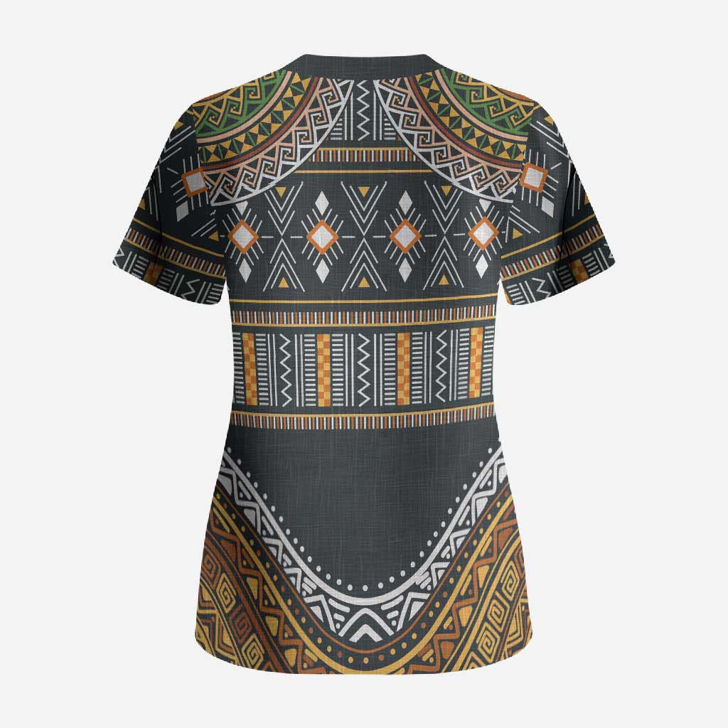Africa Ethnic Native Pattern Scrub Top