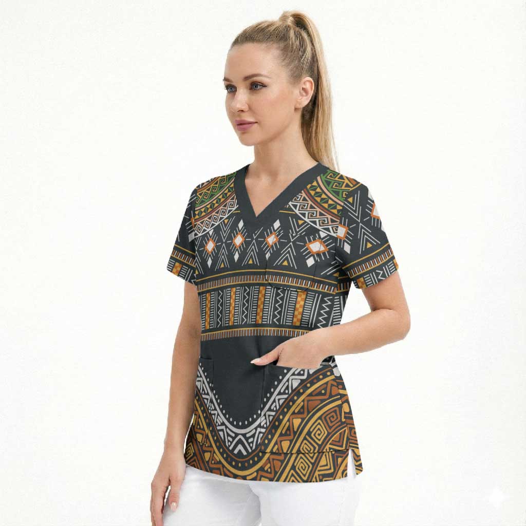 Africa Ethnic Native Pattern Scrub Top