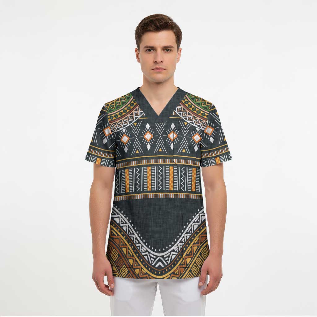 Africa Ethnic Native Pattern Scrub Top