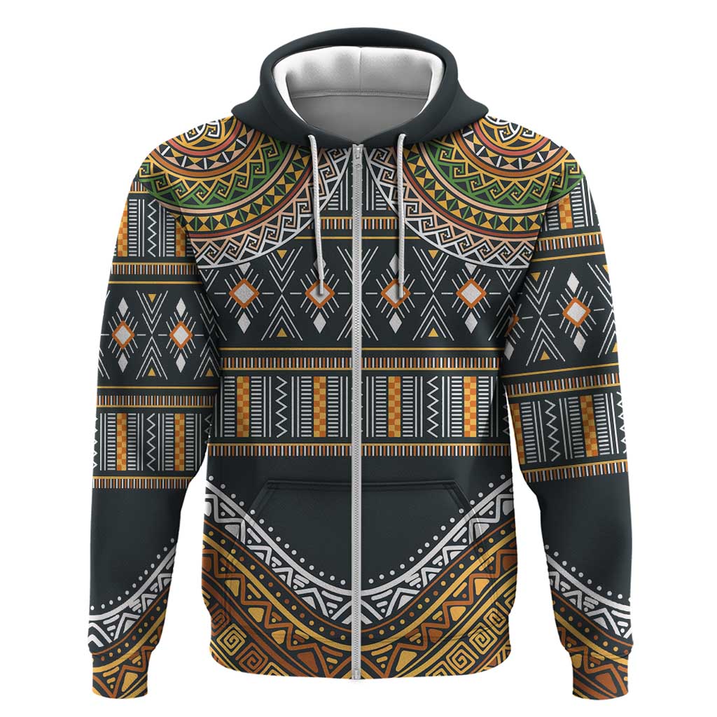 Africa Ethnic Native Pattern Zip Hoodie - Wonder Print Shop