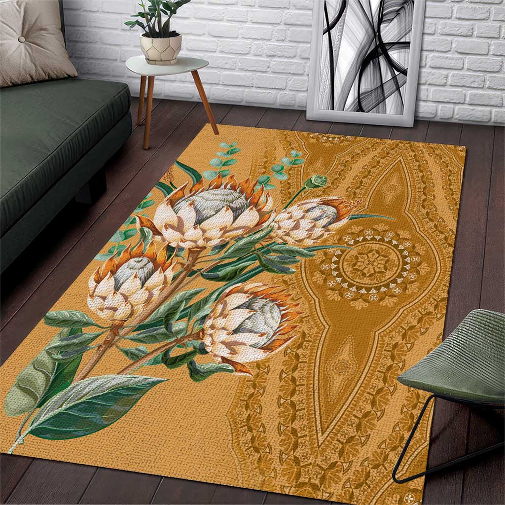 Africa King Proteas Dashiki Motif Area Rug Gold Style LT9 - Wonder Print Shop