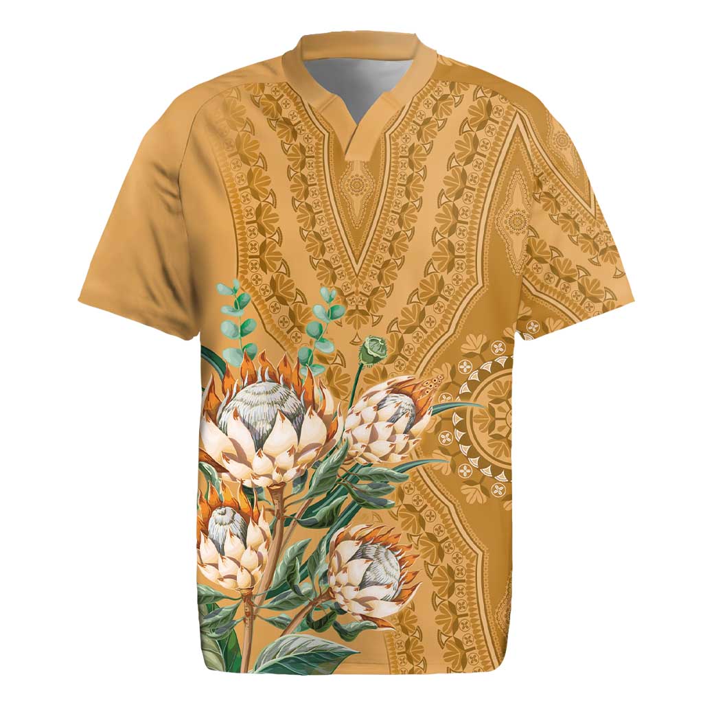 Africa King Proteas Dashiki Motif Rugby Jersey Gold Style