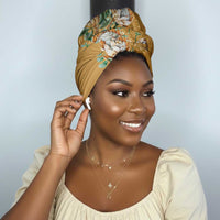 Africa King Proteas Dashiki Motif Simple Headwrap Gold Style