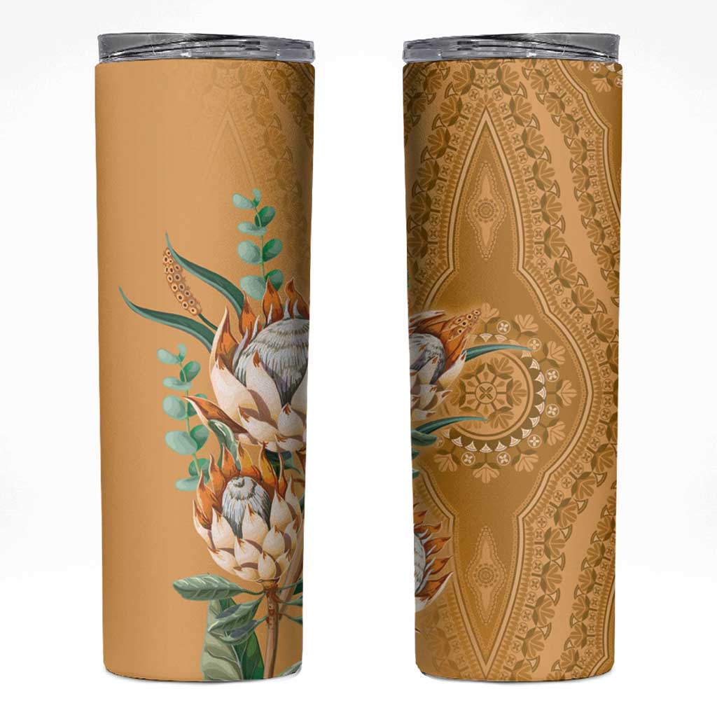 Africa King Proteas Dashiki Motif Skinny Tumbler Gold Style