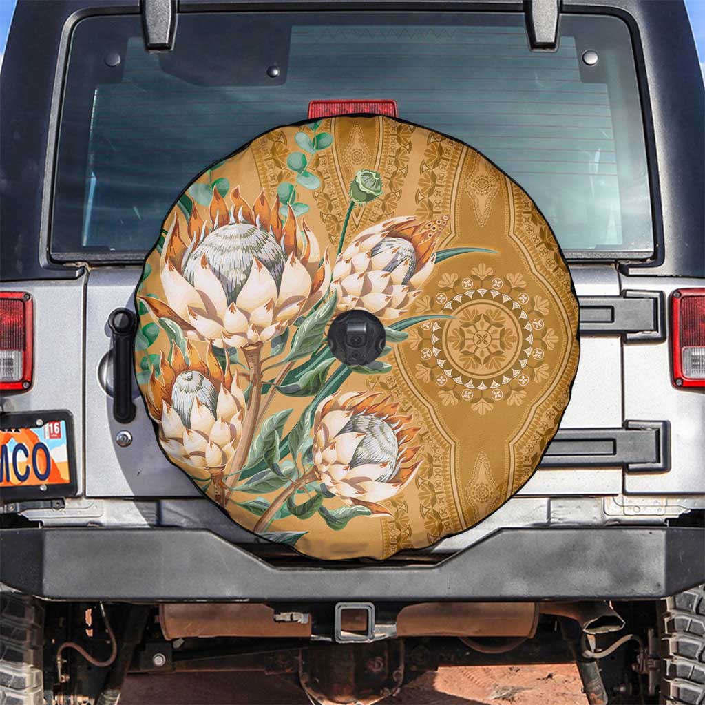 Africa King Proteas Dashiki Motif Spare Tire Cover Gold Style - Wonder Print Shop