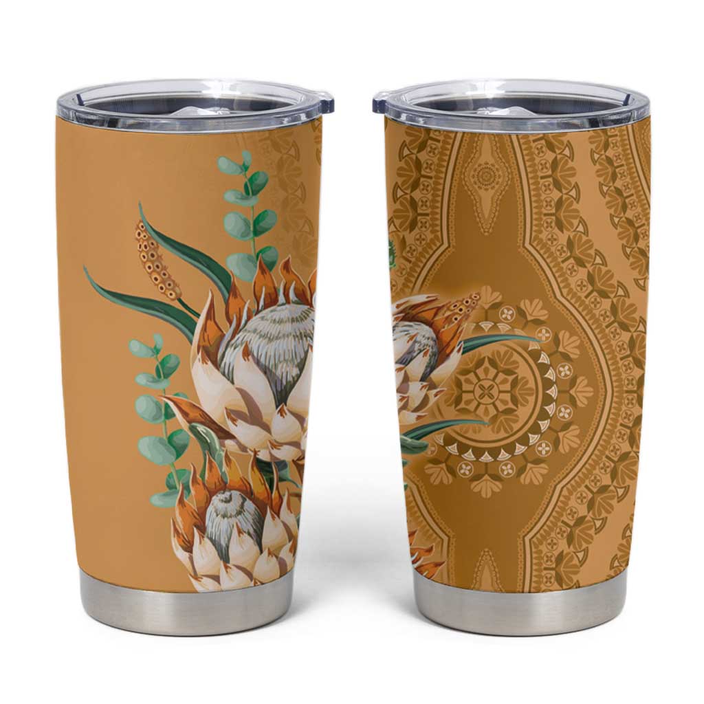 Africa King Proteas Dashiki Motif Tumbler Cup Gold Style