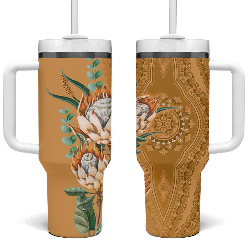 Africa King Proteas Dashiki Motif Tumbler With Handle Gold Style