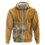 Africa King Proteas Dashiki Motif Zip Hoodie Gold Style - Wonder Print Shop