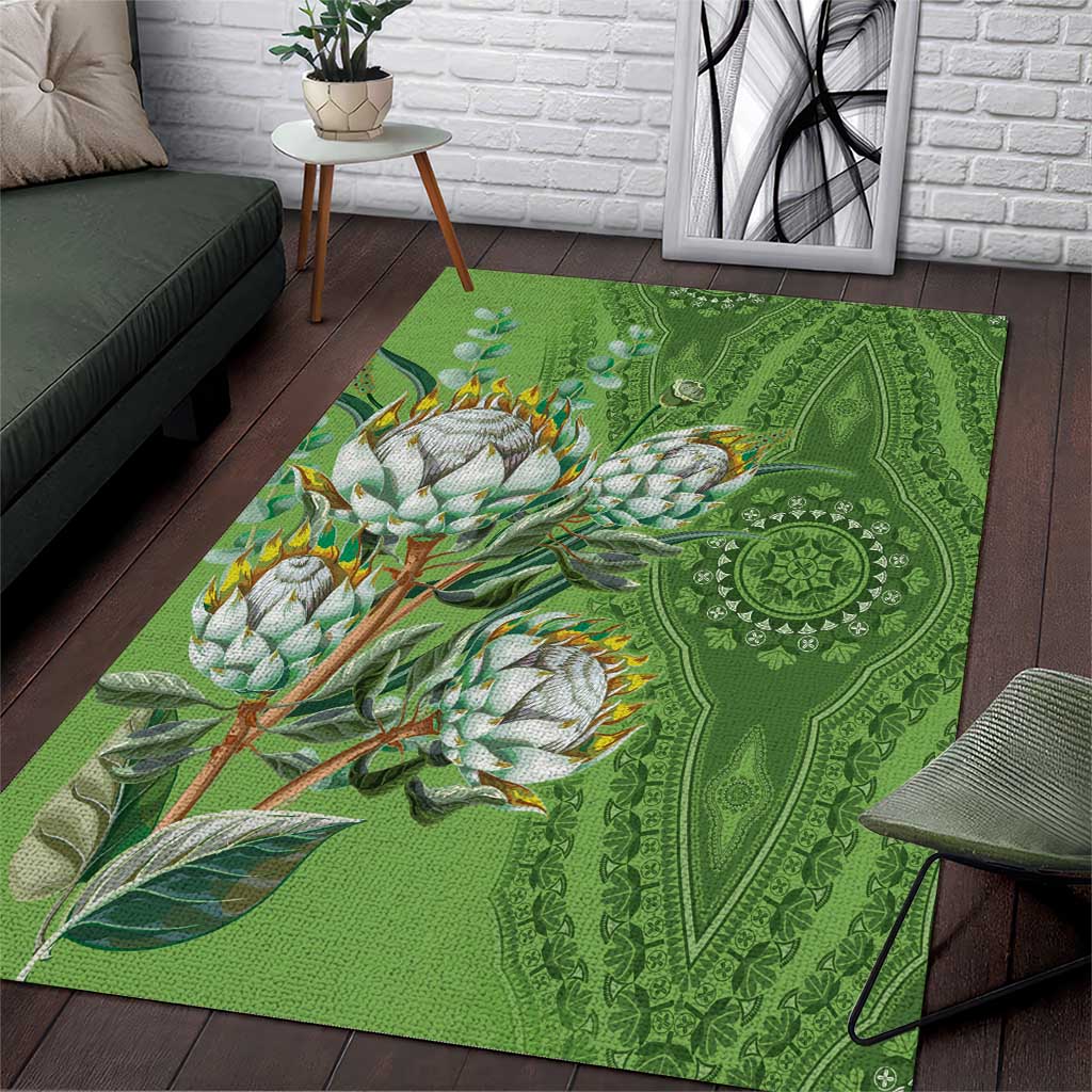 Africa King Proteas Dashiki Motif Area Rug Green Style LT9 - Wonder Print Shop