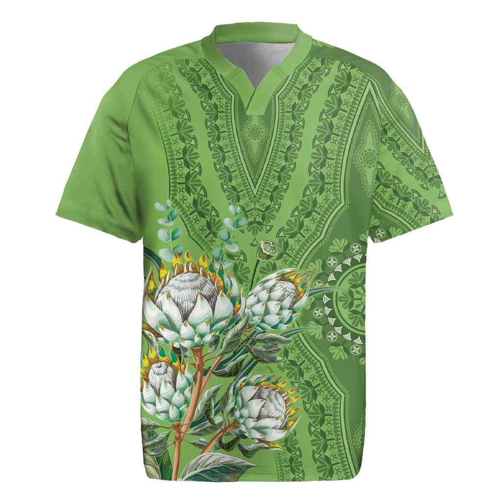 Africa King Proteas Dashiki Motif Rugby Jersey Green Style