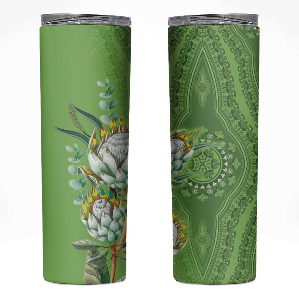 Africa King Proteas Dashiki Motif Skinny Tumbler Green Style