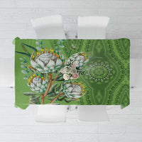 Green dashiki motif tablecloth with paisley and floral bird design