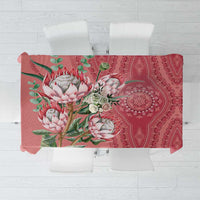Peach dashiki motif tablecloth with protea floral and patterned paisley design