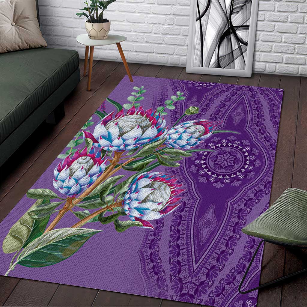 Africa King Proteas Dashiki Motif Area Rug Violet Style LT9 - Wonder Print Shop