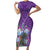 Africa King Proteas Dashiki Motif Family Matching Short Sleeve Bodycon Dress and Hawaiian Shirt Violet Style - Wonder Print Shop