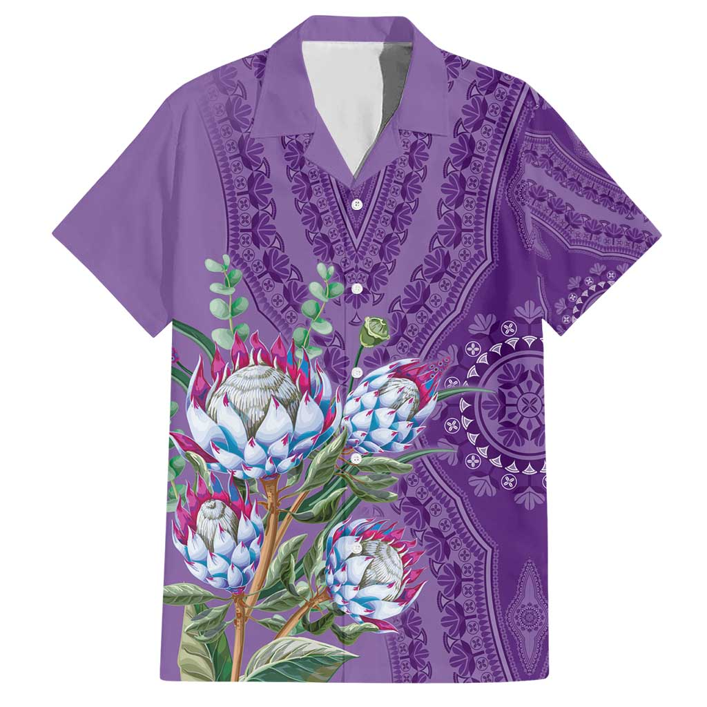 Africa King Proteas Dashiki Motif Hawaiian Shirt Violet Style - Wonder Print Shop