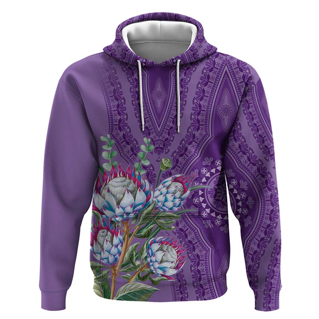 Africa King Proteas Dashiki Motif Hoodie Violet Style - Wonder Print Shop