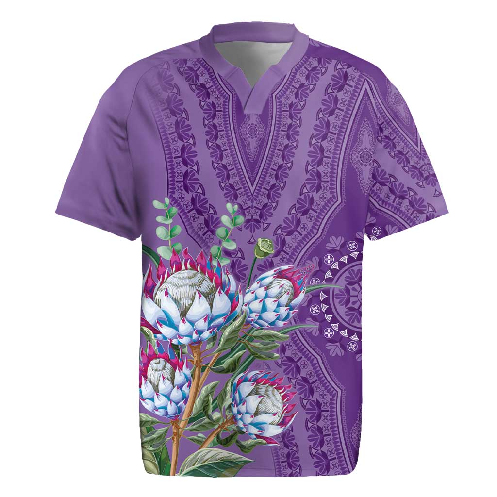 Africa King Proteas Dashiki Motif Rugby Jersey Violet Style