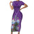 Africa King Proteas Dashiki Motif Short Sleeve Bodycon Dress Violet Style - Wonder Print Shop