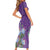 Africa King Proteas Dashiki Motif Short Sleeve Bodycon Dress Violet Style - Wonder Print Shop