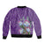 Africa King Proteas Dashiki Motif Sleeve Zip Bomber Jacket Violet Style - Wonder Print Shop