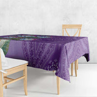 Violet dashiki motif tablecloth corner detail with patterned paisley panel