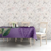 Violet dashiki motif tablecloth with protea flowers and ornate paisley bands