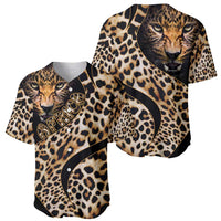 Leopard-print baseball jersey set showing front and back with collar and tiger graphics