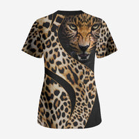 Africa Leopard Skin Pattern Scrub Top Version 01