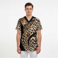 Africa Leopard Skin Pattern Scrub Top Version 01