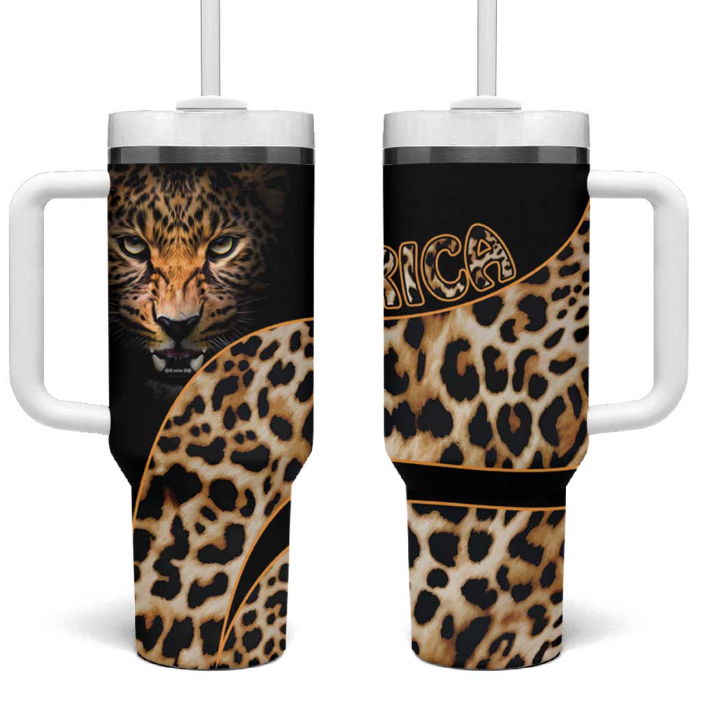 Africa Leopard Skin Pattern Tumbler With Handle Version 01