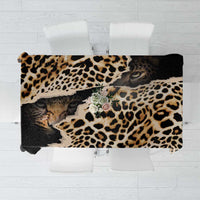 Black and tan leopard-print tablecloth with wide dark border