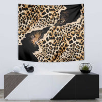 Leopard-pattern tapestry in black and tan with prominent spotted cat eyes